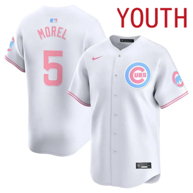 Youth  Chicago Cubs #5 Morel white 2024 Nike MLB jersey